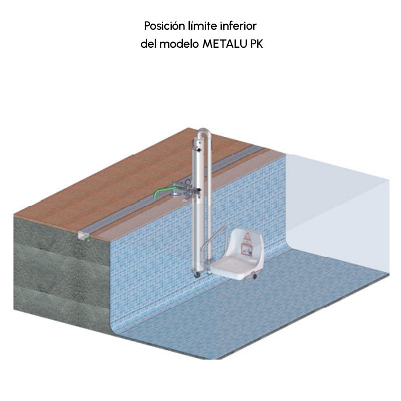 Silla hidrúlica para piscinas instalada en un hotel en Llanes