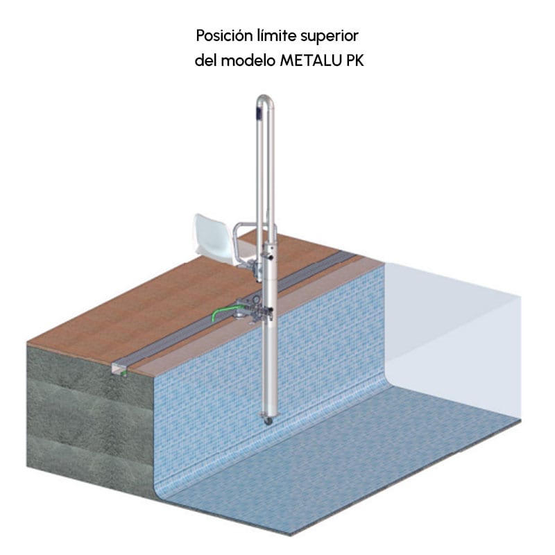 Grua para piscinas intalada en piscina en Asturias por Astur Movilidad